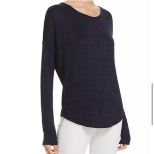 Rag & Bone Blue Black Marled Long Sleeve Knit Top, Medium